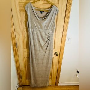 Lauren Ralph Lauren Evening Gown Metallic Silver Size 14 Formal Elegant Attire